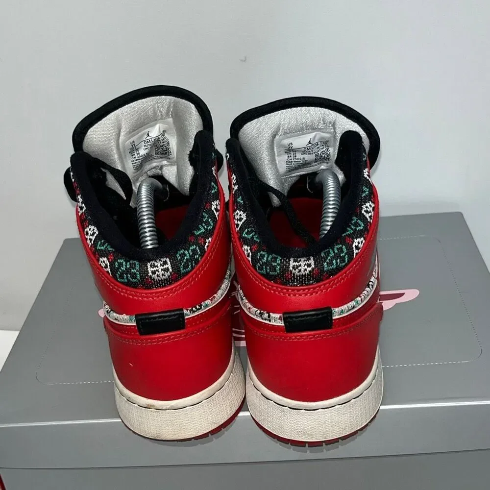 Nike Kids Multicolor Jordan 1 Mid Ugly Christmas Sweater Sneaker Shoes Size‎ 7Y